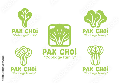 5 Pak Choi Logo Set Fresh and Healthy Vegetable Branding Collection