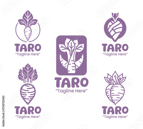 5 Taro Logo Set Fresh and Unique Vegetable Branding Collection