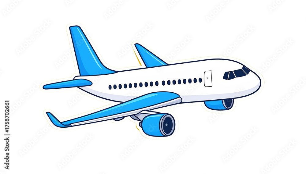 Fototapeta premium Cartoon aircraft with vibrant yellow backdrop whimsical animated aircraft illustration simple design on cheerful bright yellow background