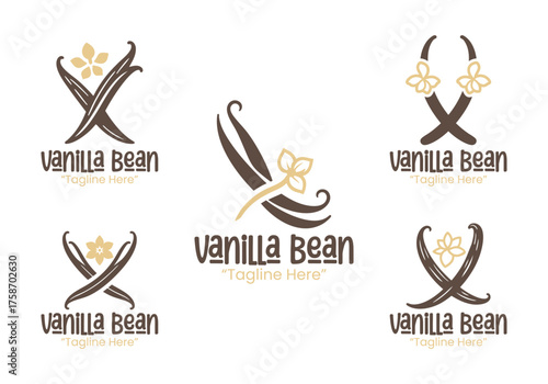 5 Vanilla Bean Logo Set Elegant and Natural Branding Collection