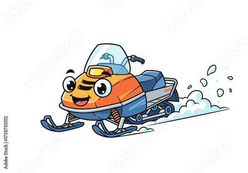 Cartoon snowmobile illustration isolated white background winter recreation concept