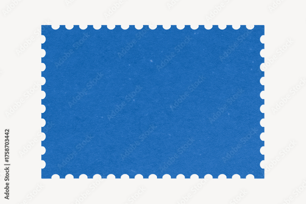 Obraz premium Blue postage stamp paper, rectangle shape
