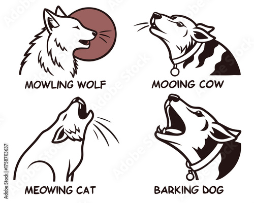 Cartoon illustration of animals making sounds