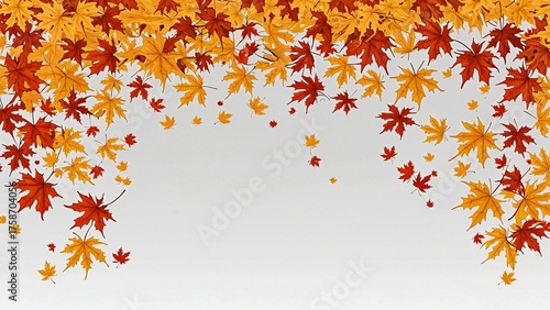 Falling autumn maple leaves isolated on transparent background