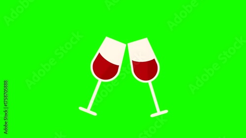 glass full of wine animated video. tow glass with wine animation video. 4k motion graphics video 