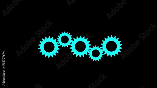 gear connects with other gears and starts working. Animation concept of collaboration, integration, teamwork, connection process.4k stock video