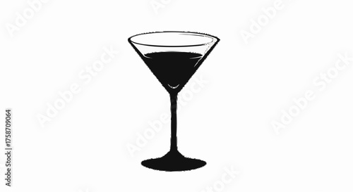 Martini glass silhouette. Glass on a leg filled with a drink. Stemware for martini, vermouth, champagne, spirits, cocktails - cut out vector icon stock illustration
