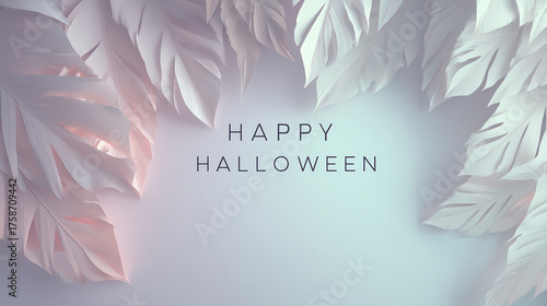 Happy Halloween elegant subtitle, background with leaves