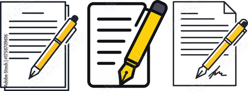vector icon illustration simple contract set material.eps