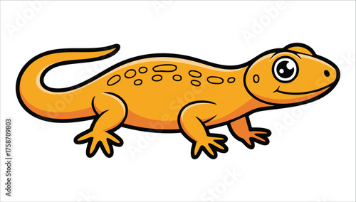 cute salamander character with expressive eyes and smile vector art isolated on white background