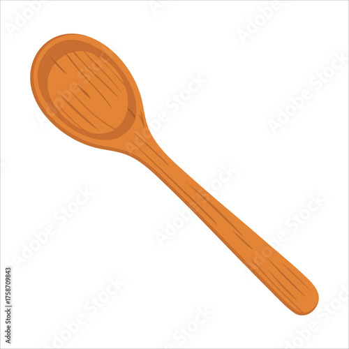 classic wooden cooking spoon vector art isolated on white background