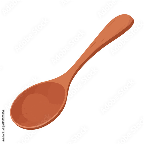 classic wooden cooking spoon vector art isolated on white background