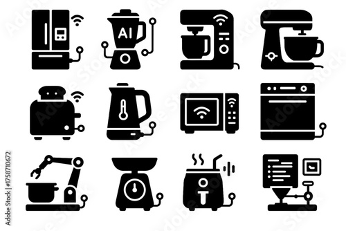 Arm vector ai display recipe icons icon smart kitchen fryer iot refrigerator