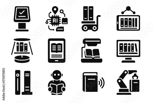 Interactive book vector reading ai icon connected guide tech smart library arm
