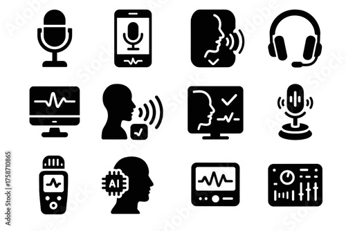 Icon monitor speech vector microphone analyzer smart recorder digital voice tech
