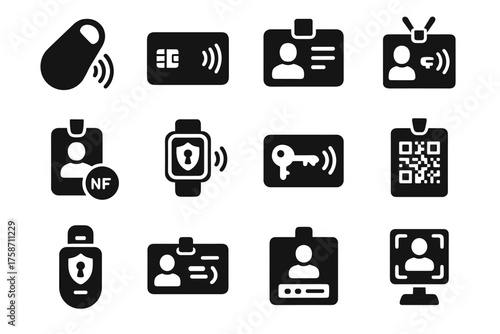 Icons qr smart icon id access token visitor code badge wearable vector