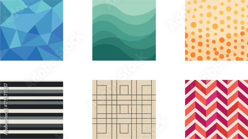 Six different abstract pattern designs isolated on transparent background