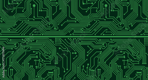 Green circuit board lines pattern isolated on transparent background