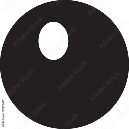 The image shows a simple black circle with a white oval cutout in the upper part of the circle. It appears to be an icon representing a file type, likely a vector graphic for stock images.

