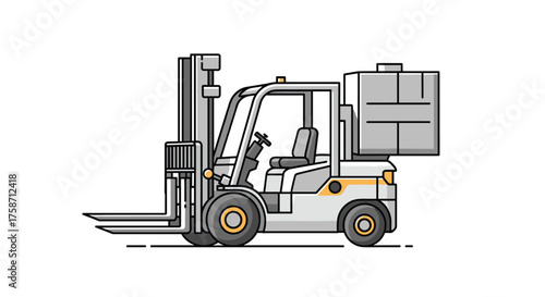 Modern forklift with cargo box ready for warehouse distribution and logistics operations, perfect for illustrating efficient supply chain management