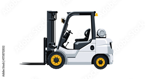 Modern forklift truck ready to lift heavy loads in warehouse, logistics, or construction projects with its powerful design and sturdy build quality