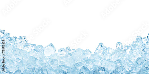 frozen ice cubes border isolated on white background png, ai generated