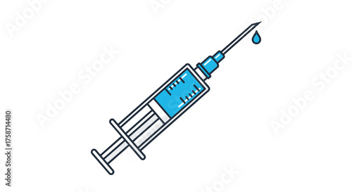 Vaccination concept for healthcare promotion or medical education, featuring a syringe with a drop, ideal for articles and infographics about healthcare needs