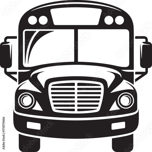 School Bus Frontal Silhouette Pupil Transportation Automotive Vehicle Icon