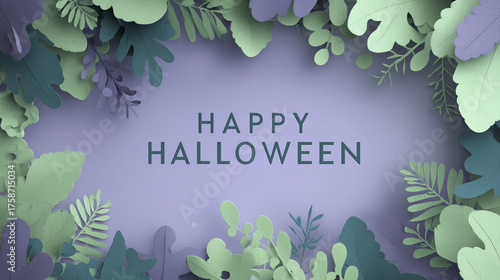 Happy Halloween elegant subtitle, background with leaves