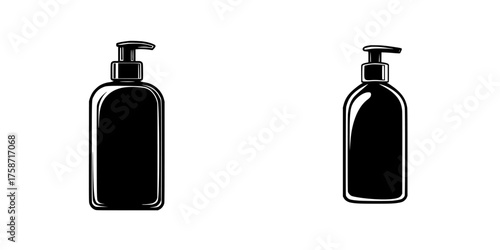 Black lotion bottles in minimalist design on a clean background