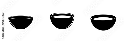 Different styles of bowls lined up for display in a simple and elegant way, emphasizing various designs and shapes