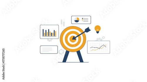 4k Business Target Achievement. Marketing Strategy and Data Analysis Concept Animation Video