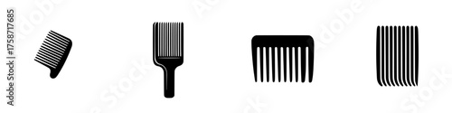 Different styles of combs displayed on a white background showcasing their unique shapes and designs
