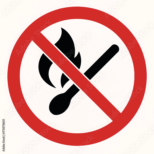 No open flames or matches allowed sign warning symbol