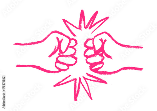 Fist Bump Crayon Chalk Drawing Doodle Vector