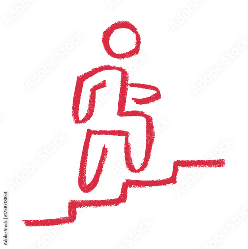 Stairs Icon Crayon Chalk Drawing Doodle Vector