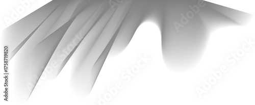 Abstract shape resembling fluid, wavy ribbons with a gradient transition between light and shadow.