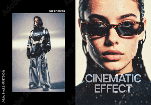 Vintage Cinematic Poster Photo Effect Mockup