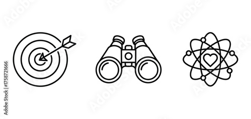 Goal binoculars and atomic heart icons