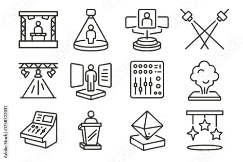 Reality decorations effect holographic icons sound stage vector laser augmented mixer icon