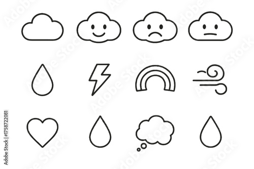 Rainbow emotion lightning vector smiling face icons emotive icon swirl cloud neutral