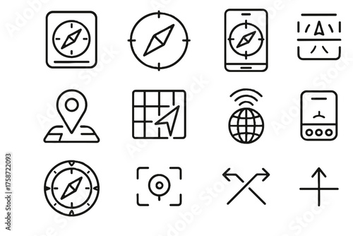 Vector icons digital navigation signal target sensor arrows cardinal icon ar augmented