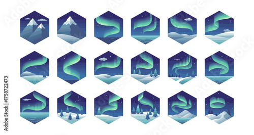 Aurora borealis over arctic landscapes: a stunning collection of night sky scenes