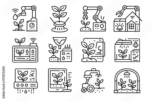 Icon responsive tracker garden connected gardening digital console futuristic interface seed icons