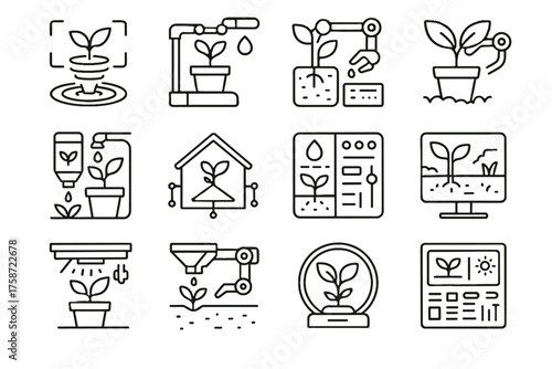 Garden virtual environment console advanced holographic data icon connected vector hub seed