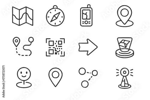 Waypoint grid path navigation ai gps holographic icon icons display vector pathfinder