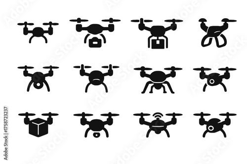 Nano small vector micro capsule bot pocket drone icon foldable tiny