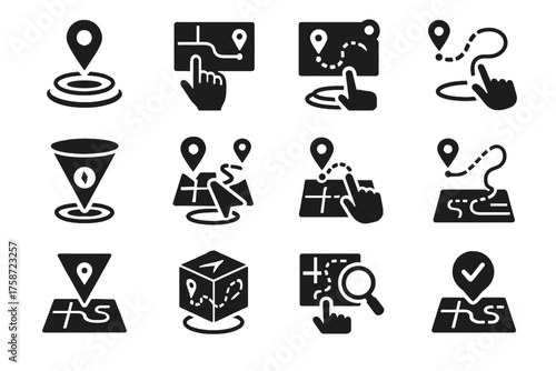 Rotating navigation path pointer icons hologram icon ar smart virtual holographic interactive