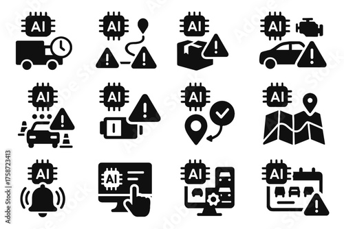 Signal arrival icons delivery alert interactive vector fleet ai confirmation icon vehicle