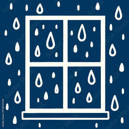 windows with drops frame with empty space for text on colorful background